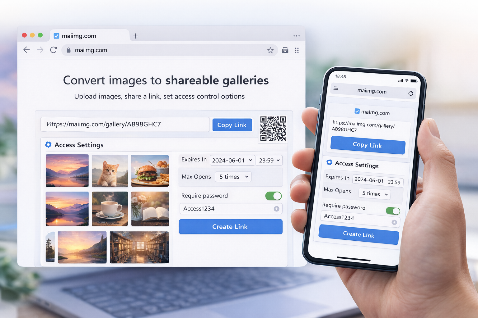 Online photo album preview opened from one share link